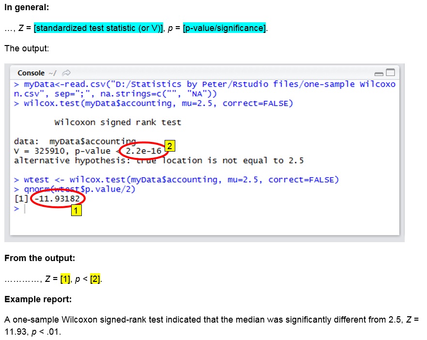 R Output One Sample Wilcoxon